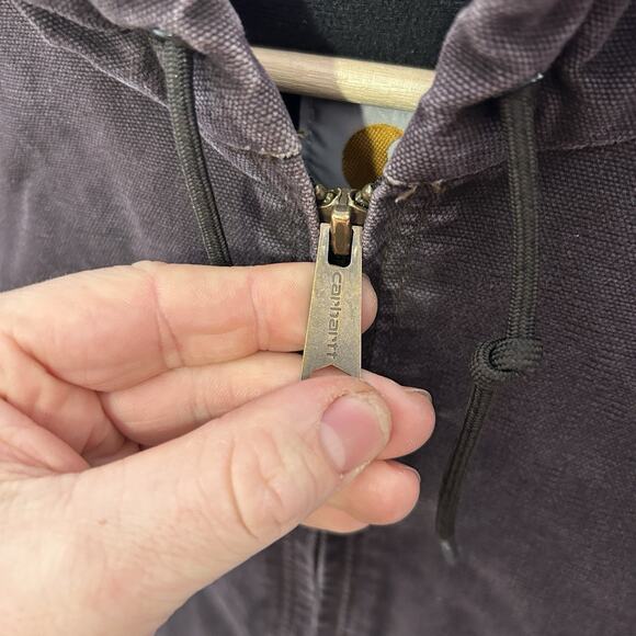 Y2K Carhartt Quilted Hooded Active Jacket “Dark Brown” WJ130 - Picture 9 of 11